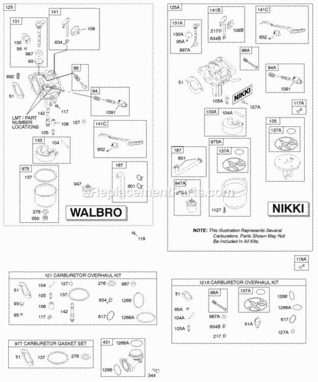 Carburetor Kit - Carburetor Overhaul Diagram and Parts List for 31H777-0202-E1  Briggs and Stratton Engine